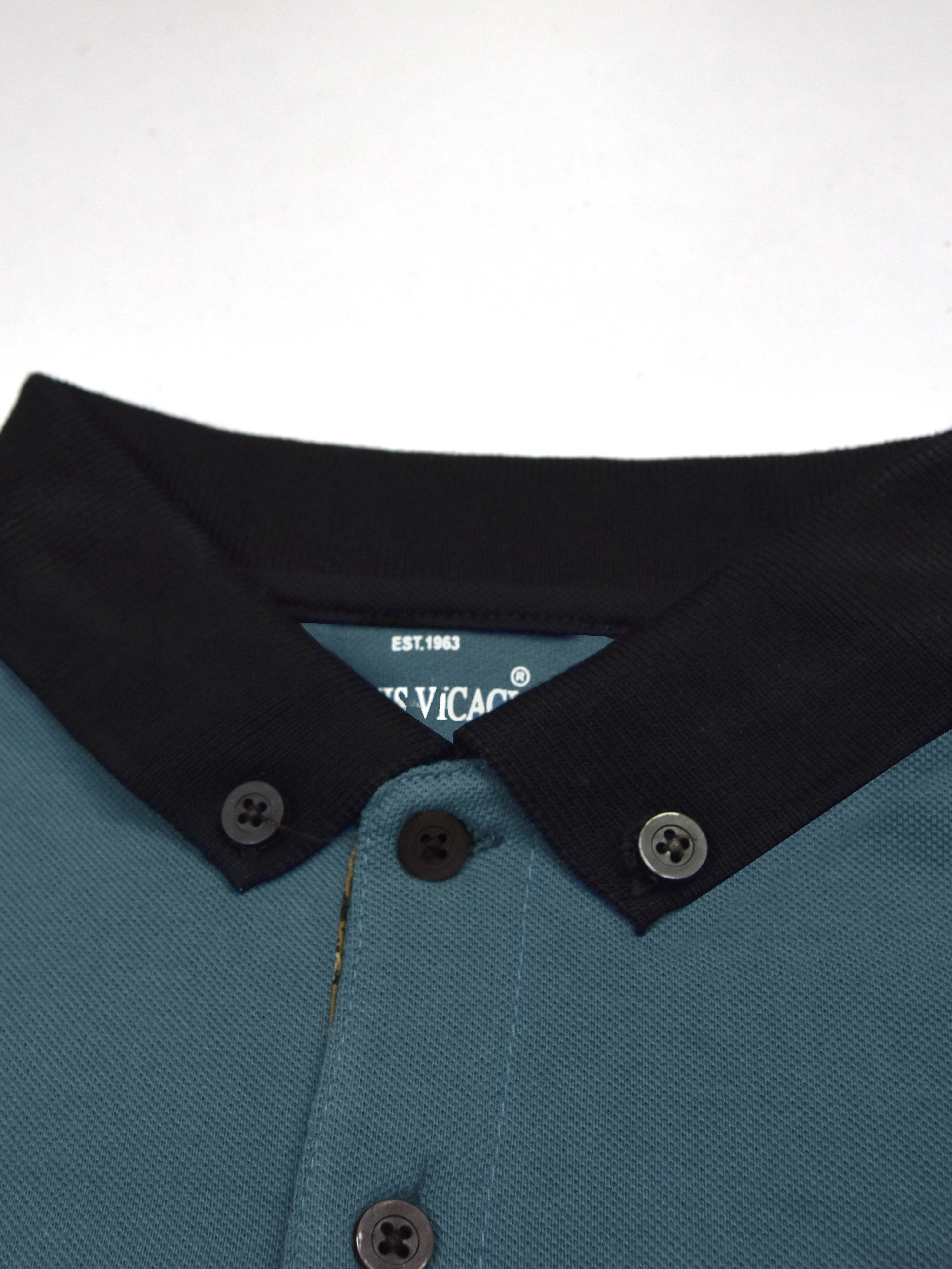 Summer Polo Shirt For Men-Slate Blue with Black-RT2362