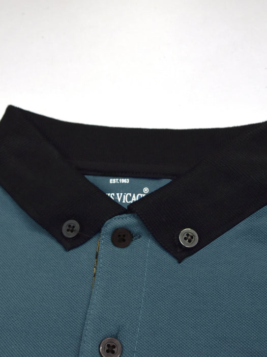 LV Summer Polo Shirt For Men-Slate Blue with Black-RT2362