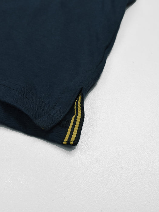 Summer Polo Shirt For Men-Dark Navy With White & Brown Stripe-RT748