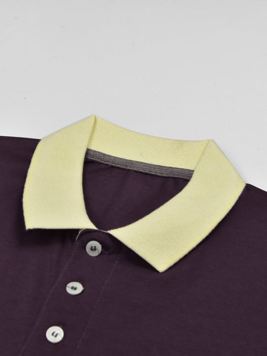 Summer Polo Shirt For Men-Indigo With Off White & Blue Stripe-RT2331