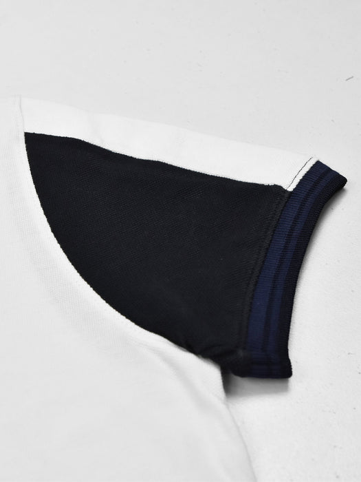 Summer Polo Shirt For Men-White & Dark Navy-RT23