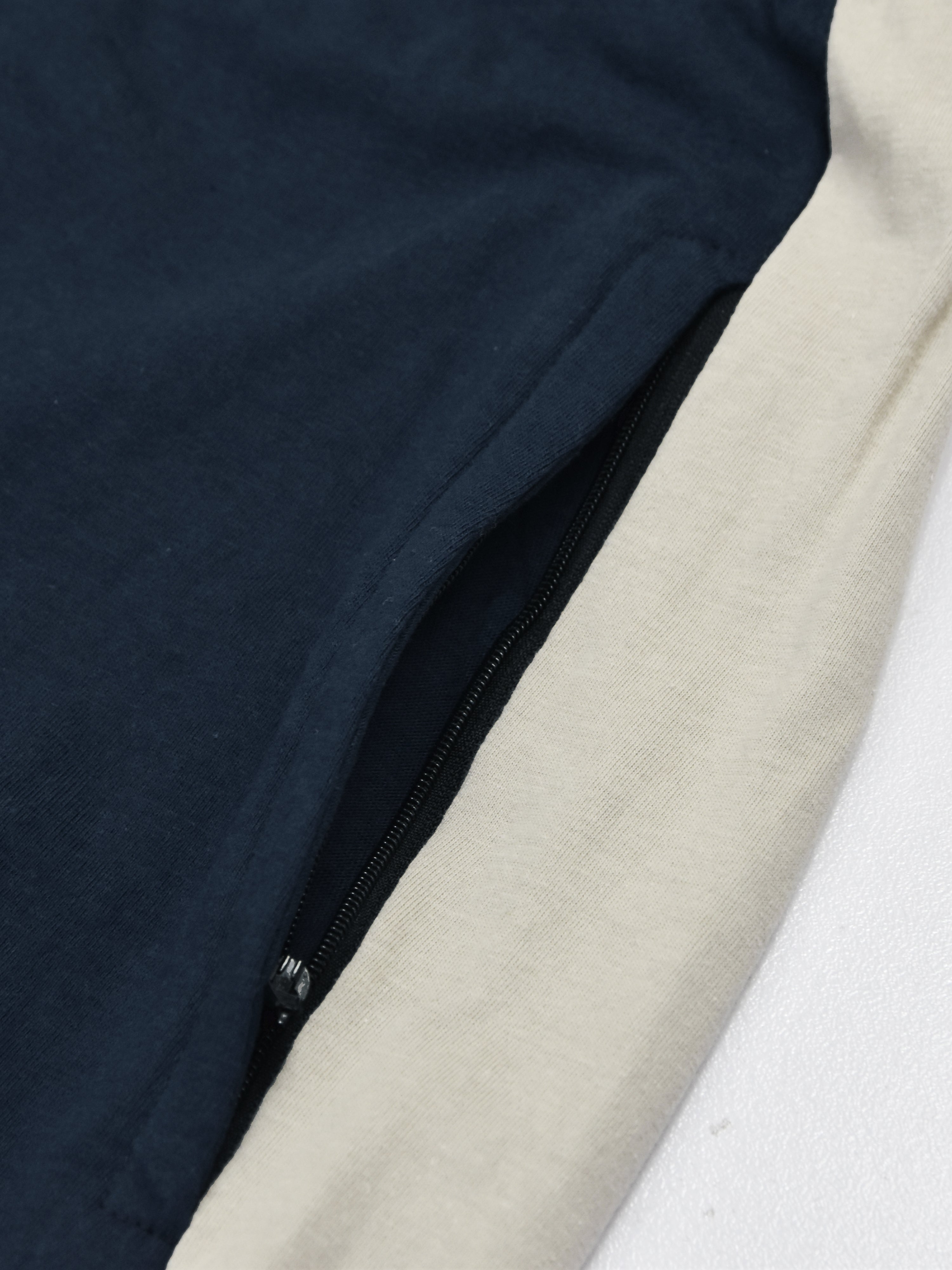 Summer Single Jersey Slim Fit Trouser For Men-Navy With Skin Pannel-RT2093