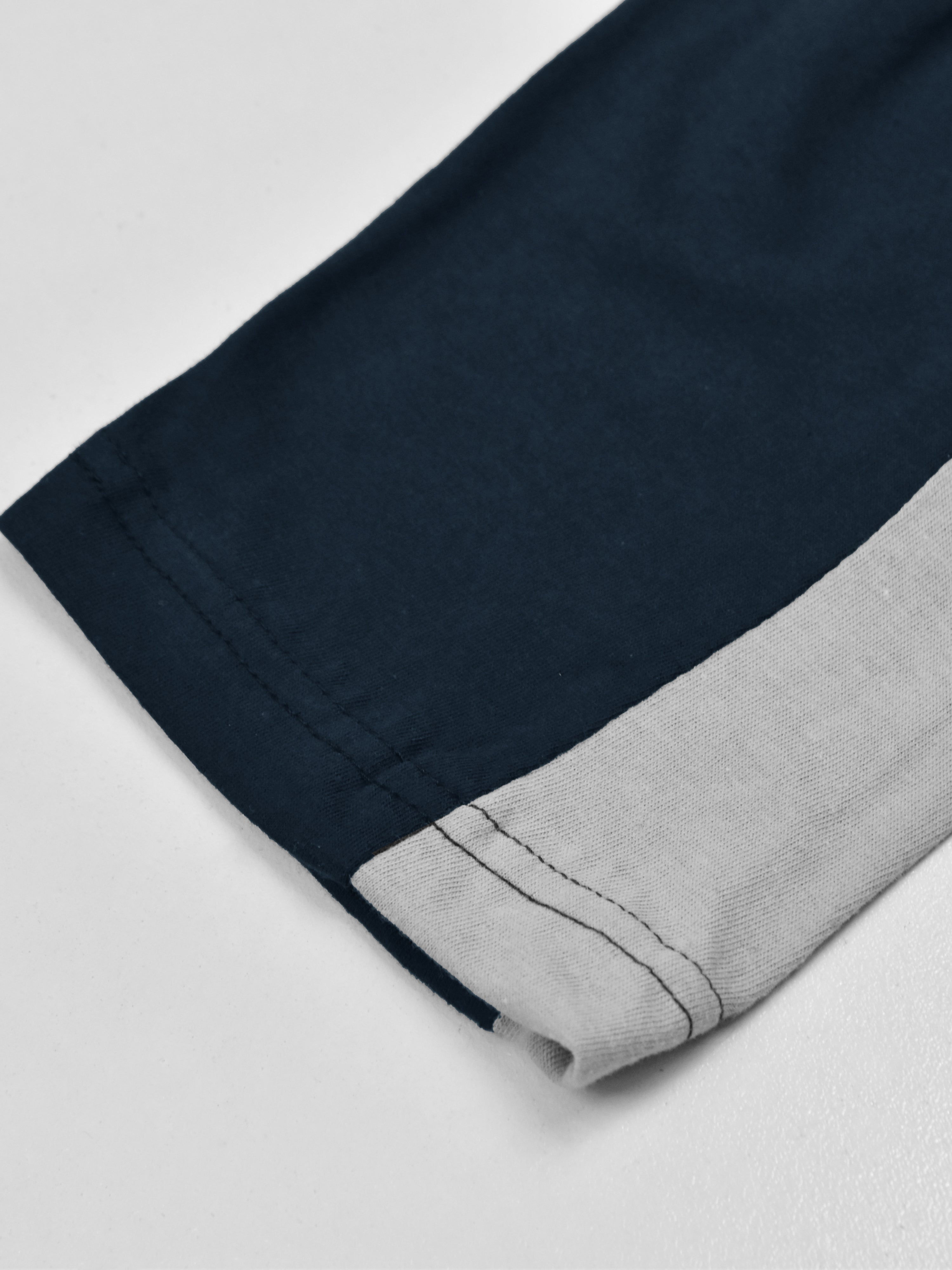 Summer Single Jersey Slim Fit Trouser For Men-Navy With Grey Pannel-RT108