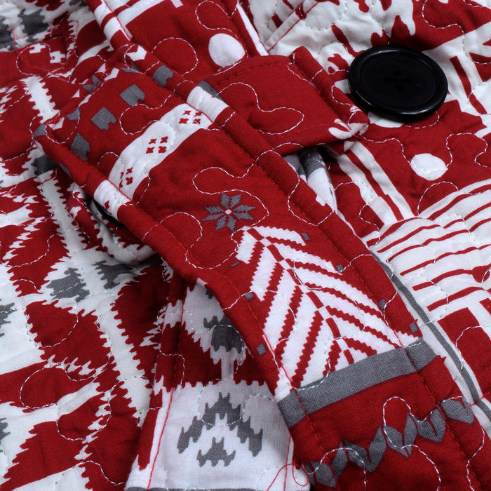 McKenzie Stylish Long Trench Coat For Ladies-Red With Allover Print-RT517