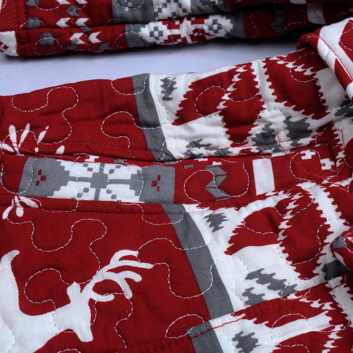 McKenzie Stylish Long Trench Coat For Ladies-Red With Allover Print-RT517