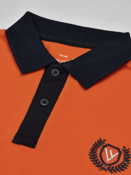 LV Summer Polo Shirt For Men-Orange & Dark Navy-RT2365