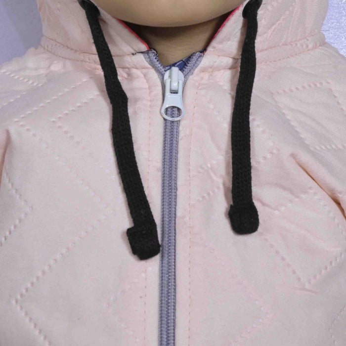 Quilted Zipper Hoodie For Kids-Light Pink-NA10130