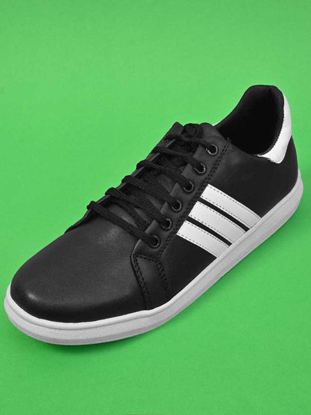 Men Syracuse Premium Faux Leather Lace Up Sneaker Shoes-Black-BR218