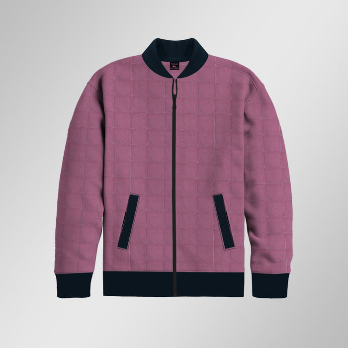 TH Quilted Zipper Baseball Jacket For Kids-Light Purple & Dark Navy-SP4554