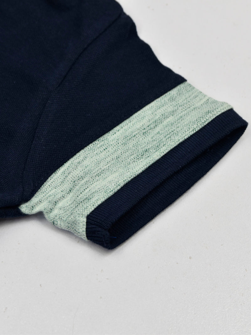 HB Summer P.Q Polo Shirt For Kids-Green Melange With Dark Navy-RT191