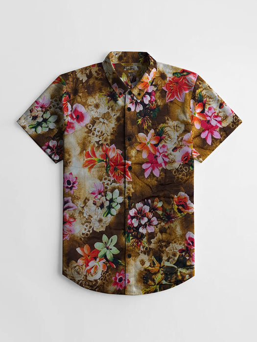 Oxen Premium Half Sleeve Slim Fit Casual Shirt For Men-Allover Floral Print-HZM148