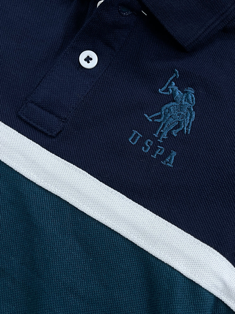 USPA Half Sleeve P.Q Polo Shirt For Kids-Navy & Zinc-RT1933