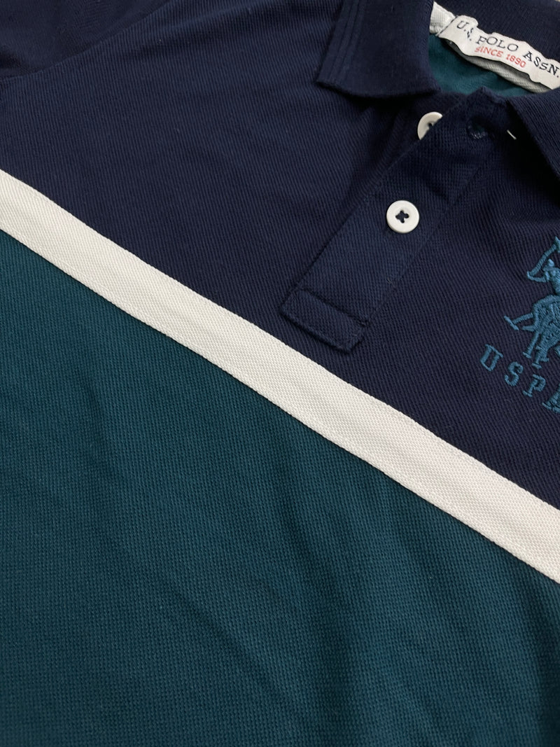 USPA Half Sleeve P.Q Polo Shirt For Kids-Navy & Zinc-RT1933