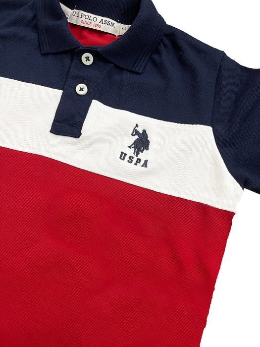 USPA Half Sleeve P.Q Polo Shirt For Kids-Navy & Red-RT1929