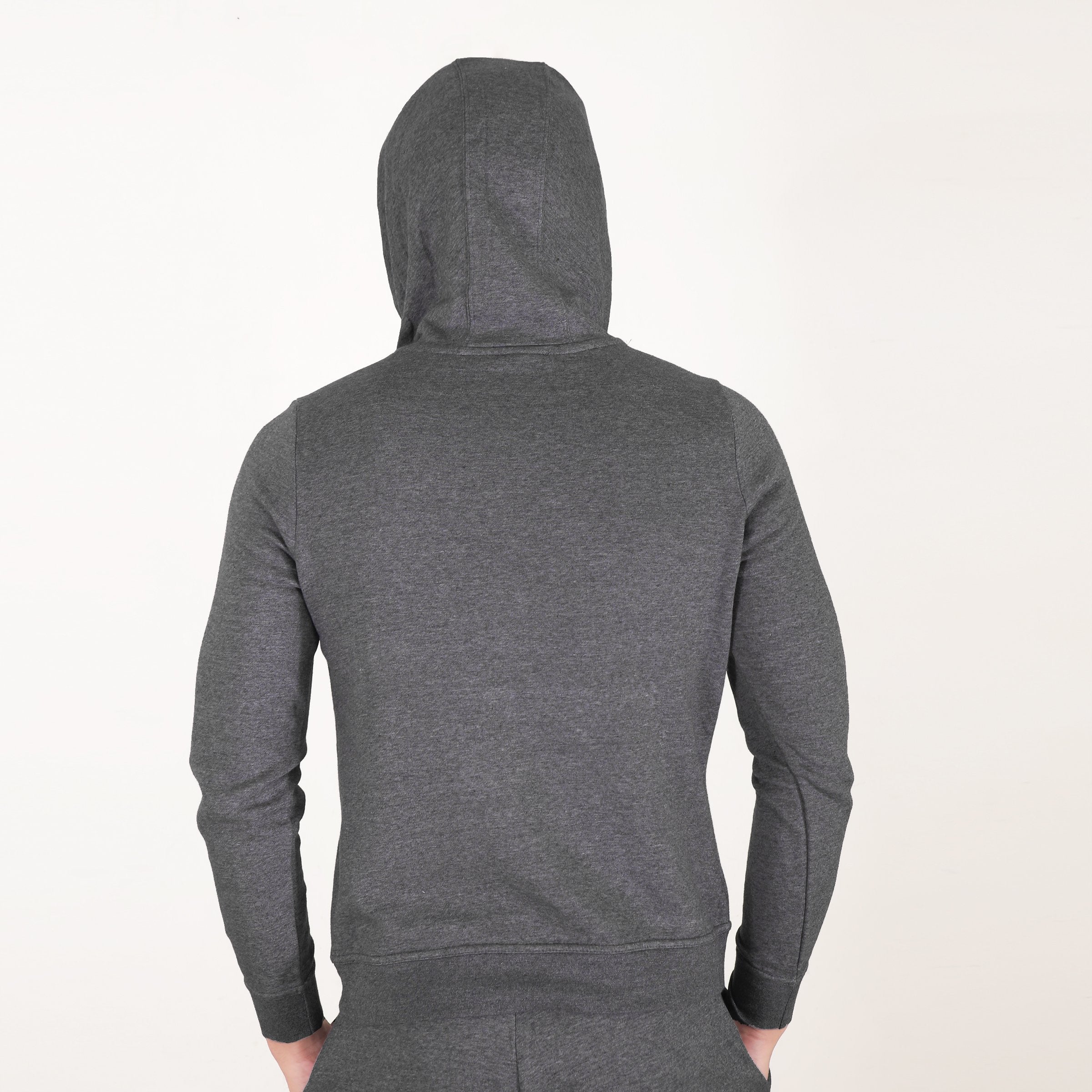 NK Fleece Funnel Neck Pullover Hoodie For Men-Charcoal Melange-SP4092