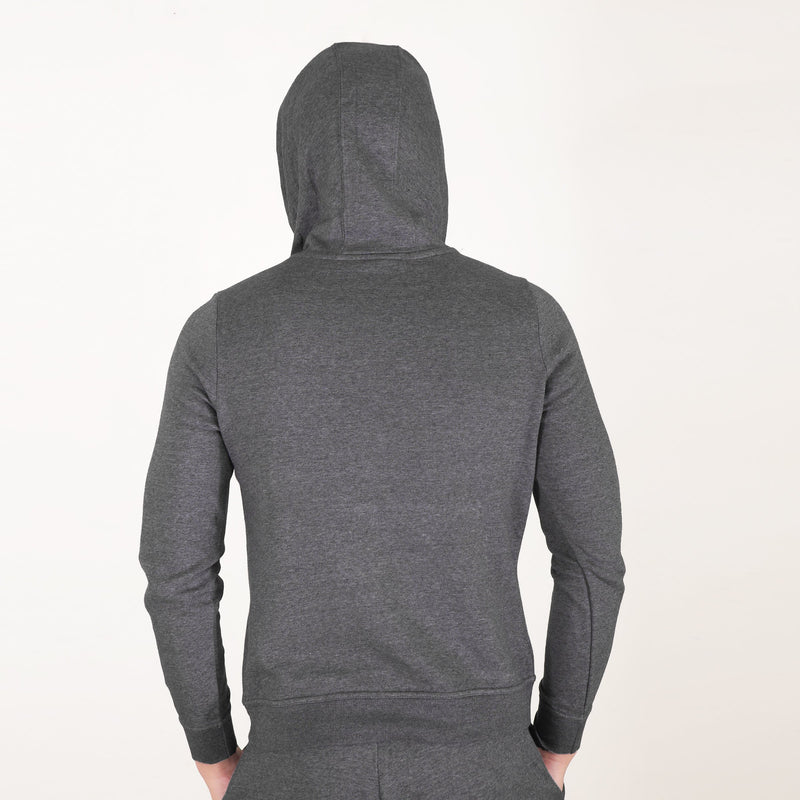 NK Fleece Funnel Neck Pullover Hoodie For Men-Charcoal Melange-SP4092