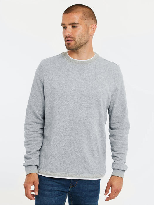 NYC Crew Neck Terry Fleece Sweatshirt For Men-Grey Melange-RT1385