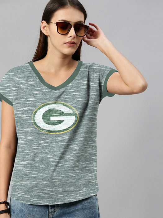 NFL Single Jersey Boxy V Neck Tee Shirt For Ladies-SP5003