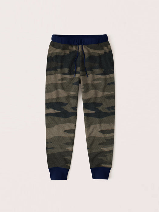 Red Pearl Ribb Slim Fit Jogger Trouser For Kids-Allover Camouflage-Rt2166