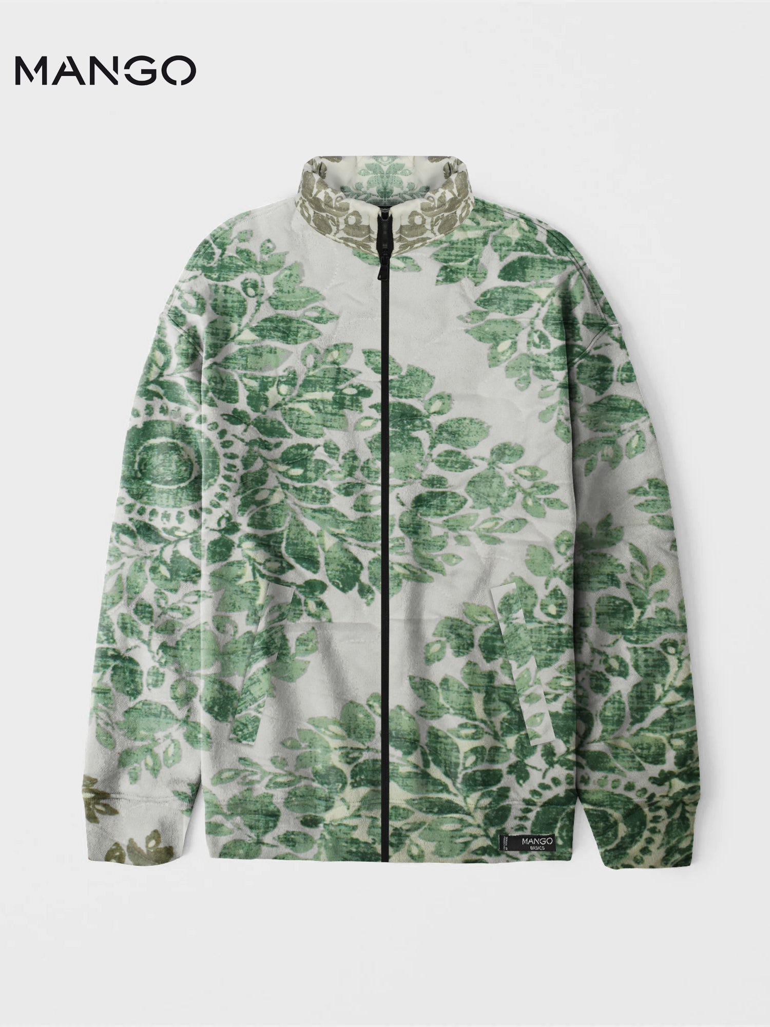 Mango Quilted Zipper Mock Neck Jacket For Kids-Allover Print-RT996