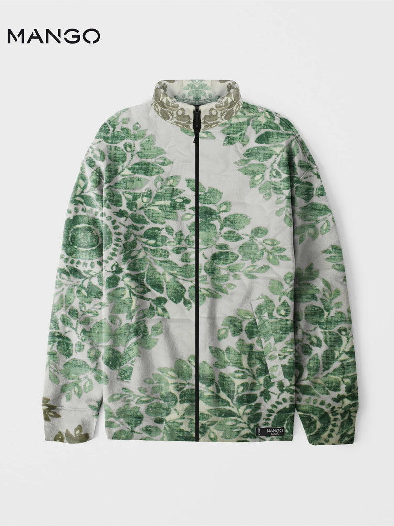 Mango Quilted Zipper Mock Neck Jacket For Kids-Allover Print-RT996