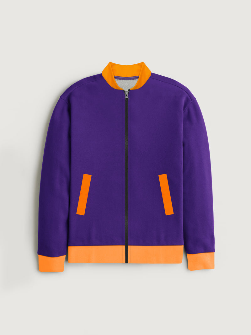 Premium Active Wear Zipper Fur Bomber Jacket For Women-Purple-RT1110