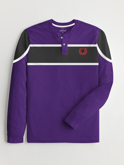 Louis Vicaci P.Q Long Sleeve Henley Shirt For Men-Purple-RT1721