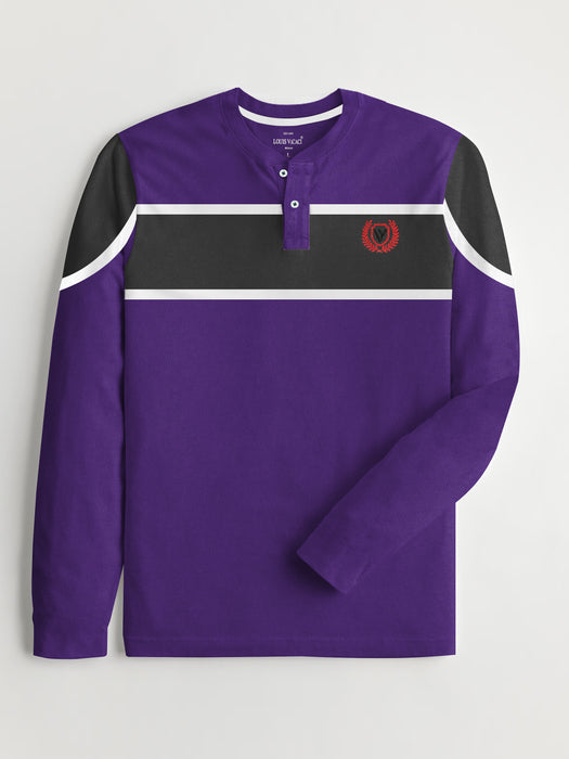 Louis Vicaci P.Q Long Sleeve Henley Shirt For Men-Purple-RT1724