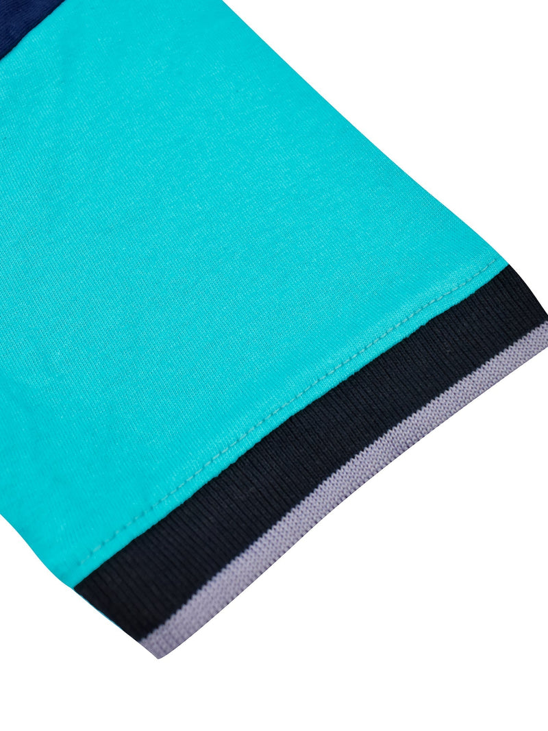 Champion Single Jersey Polo Shirt For Kids-Grey Cyan & Blue-RT2414