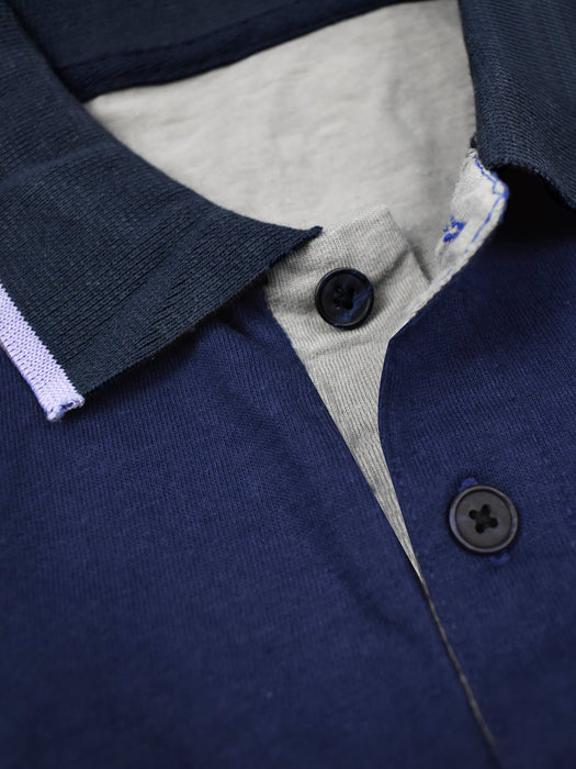 Champion Single Jersey Polo Shirt For Kids-Grey Cyan & Blue-RT2414