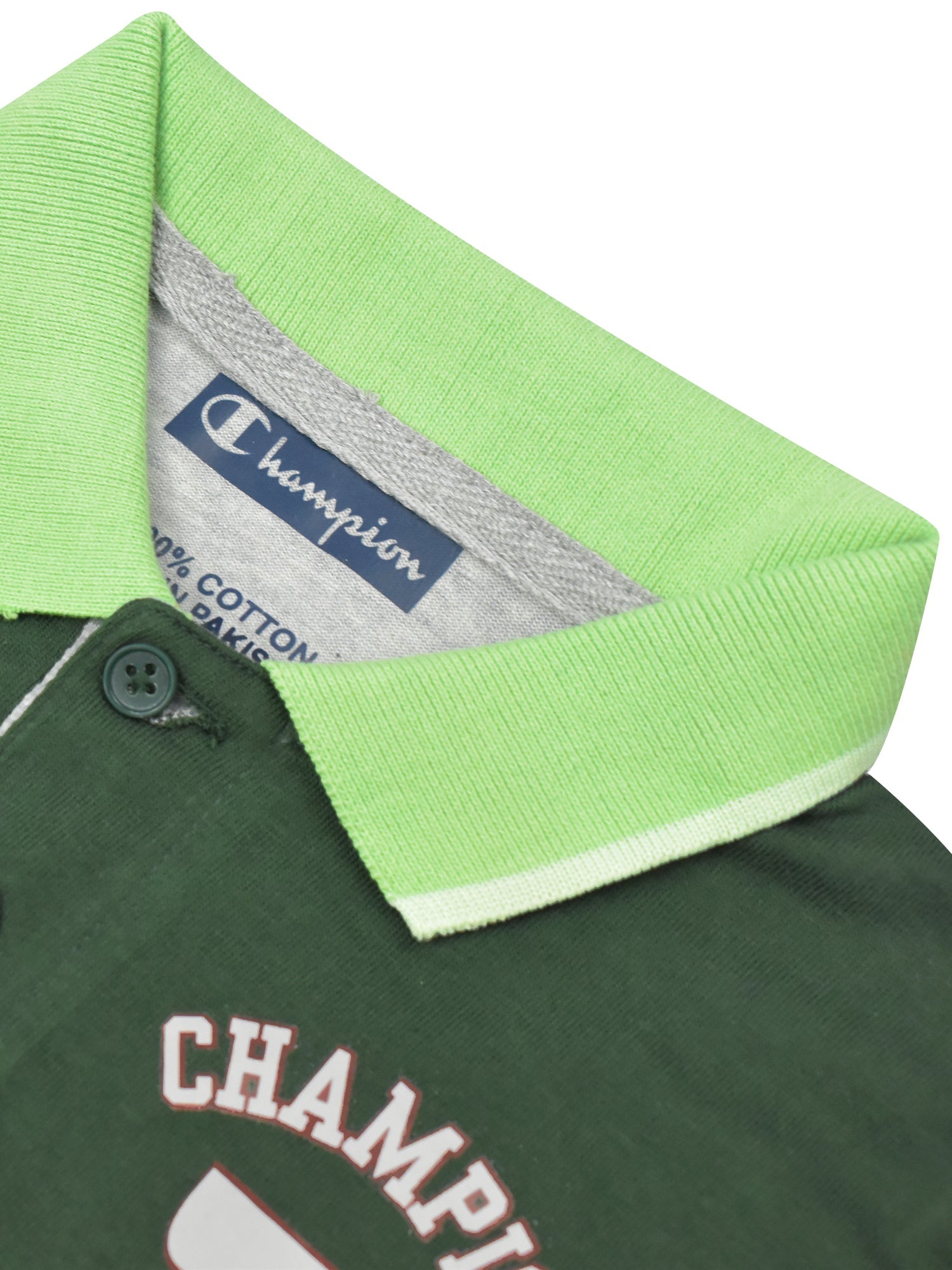 Champion Single Jersey Long Sleeve Polo Shirt For Kids-Green with Brown & Grey Melange Panels-RT979