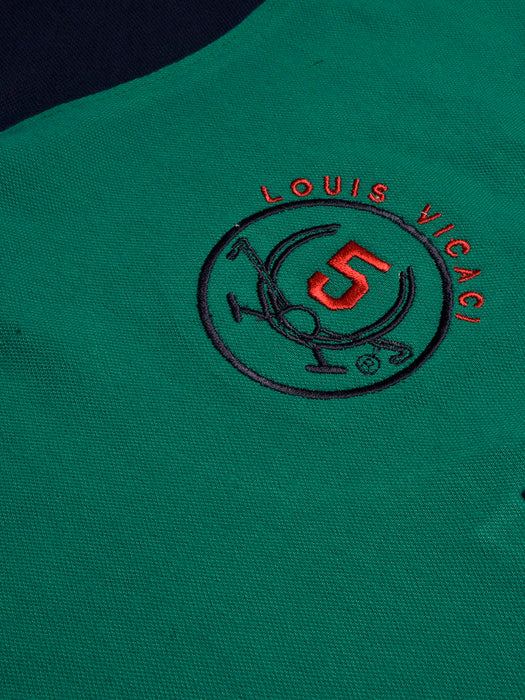 LV Summer Polo Shirt For Men-Dark Cyan Green Melange & Dark Navy-RT2368