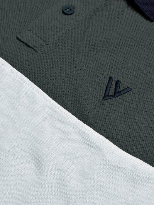 LV Summer Polo Shirt For Men-White with Dark Slate Grey-RT2361