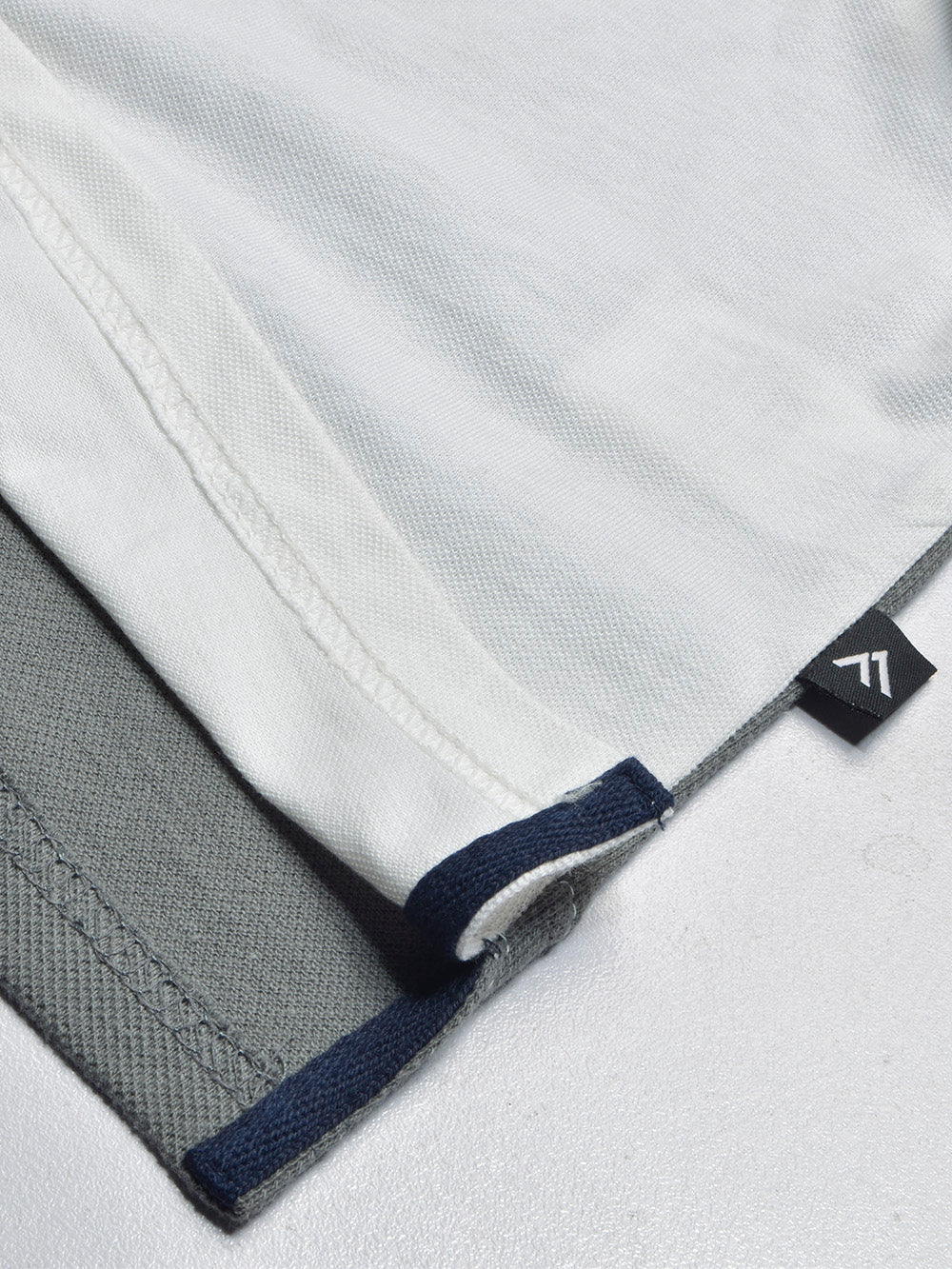 Summer Polo Shirt For Men-White with Dark Slate Grey-RT2361