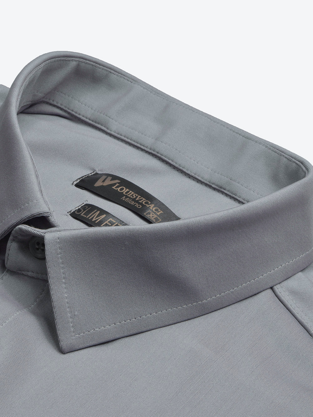 Louis Vicaci Super Stretchy Slim Fit Long Sleeve Summer Formal Casual Shirt For Men-Slate Grey-BE1069/BR13305