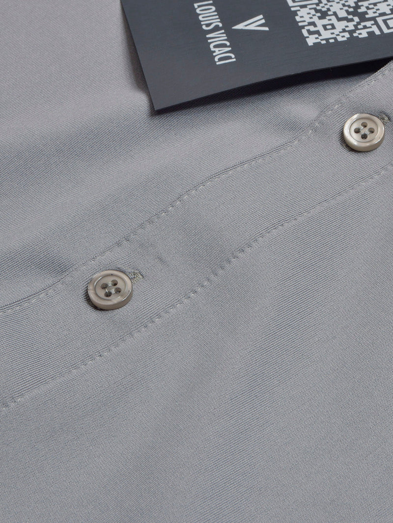Louis Vicaci Super Stretchy Slim Fit Long Sleeve Summer Formal Casual Shirt For Men-Slate Grey-BE1069/BR13305