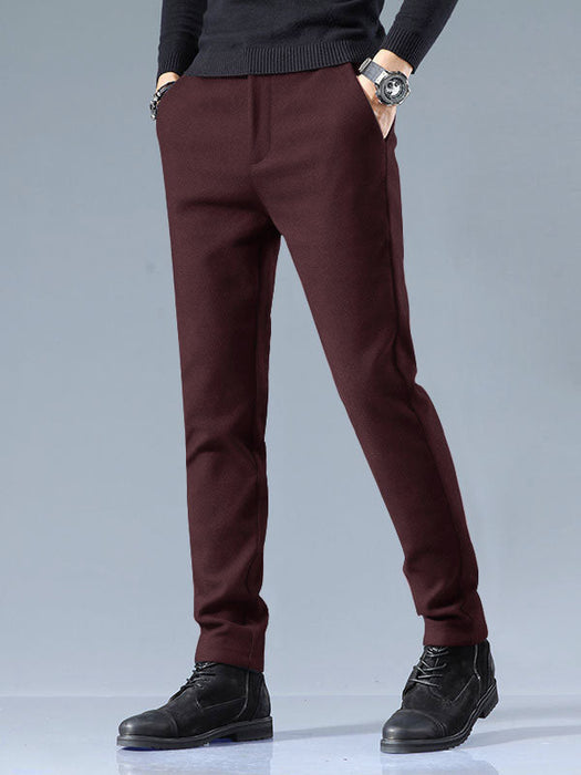 Louis Vicaci Interlock Stretchy Slim Fit Lycra Pent For Men-Maroon-RT2438