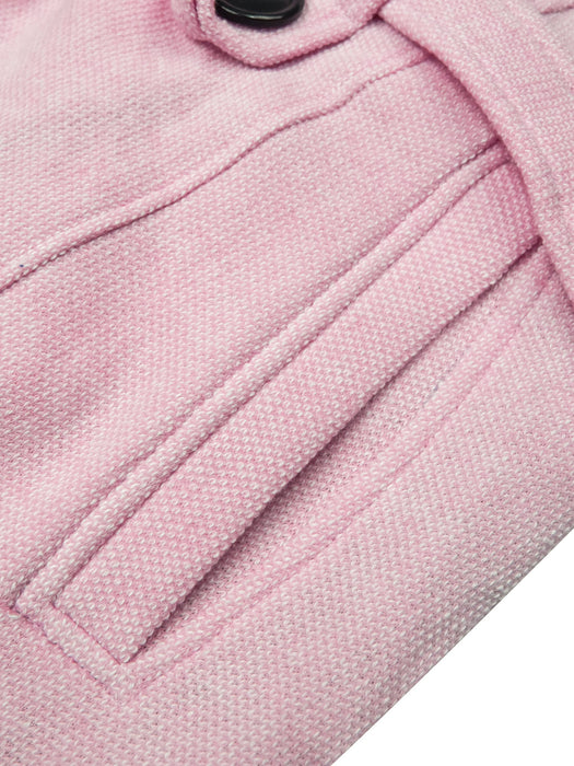 McKenzie Fleece Stylish Long Trench Coat For Ladies-Pink Melange-RT1032