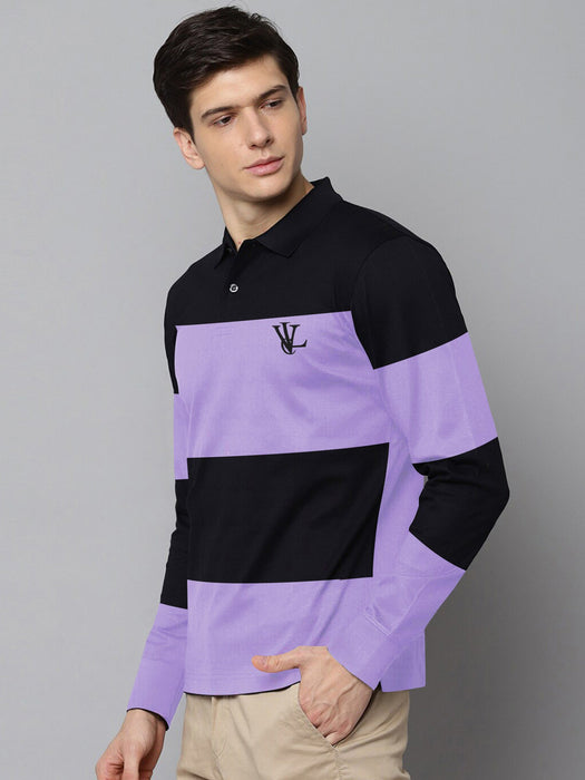 Louis Vicaci Long Sleeve Polo For Men-Black with Purple-RT976