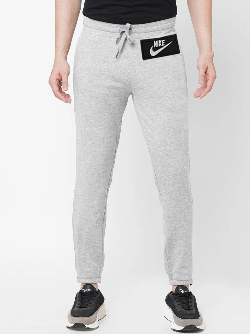 NK Fleece Gathering Bottom Trouser For Men-Grey Melange-BR14319