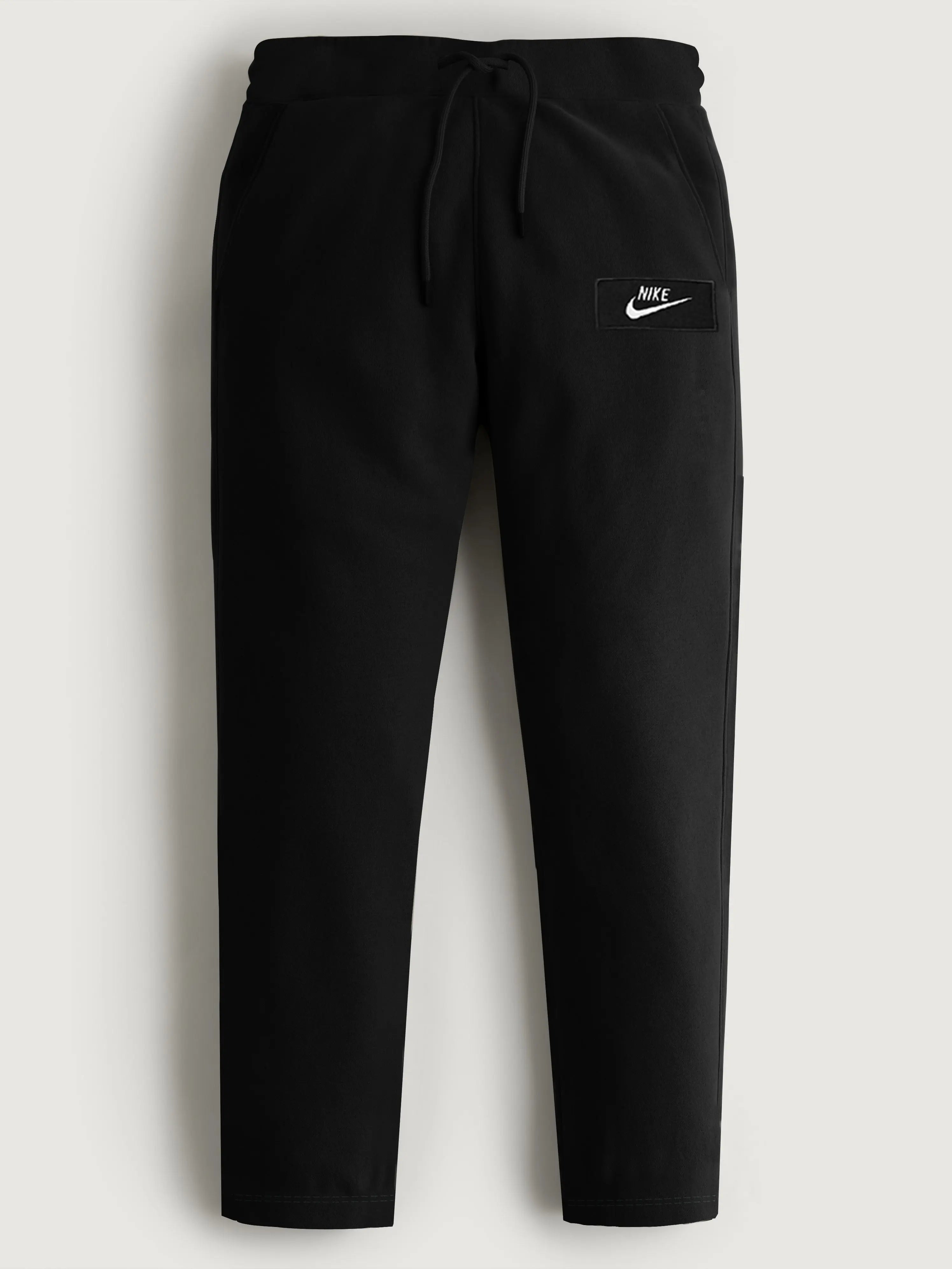 NK Fleece Slim Fit Without Pockets Jogger Trouser For Ladies-Black-RT2149