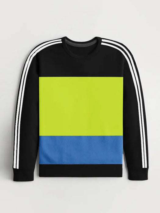 Next Fleece Crew Neck Sweatshirt For Men Black With Panels-R2091