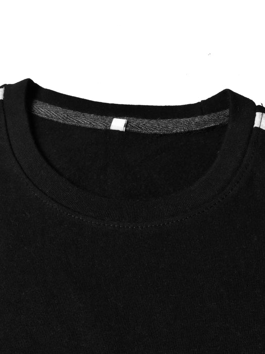 Next Fleece Crew Neck Sweatshirt For Men Black With Panels-R2091