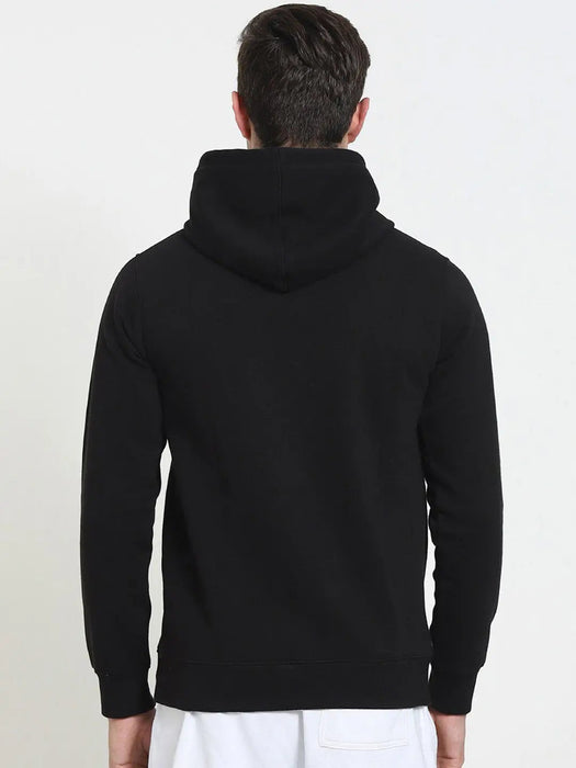 Next Fleece Pullover Hoodie For Men Black With Print-RT2133
