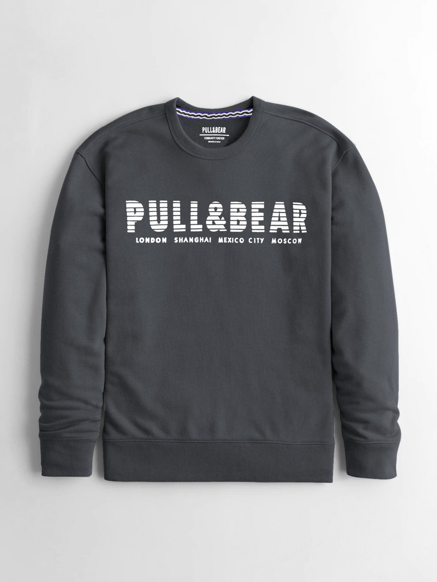 P&B Crew Neck Terry Fleece Sweatshirt For Men-Light Grey-NA13773