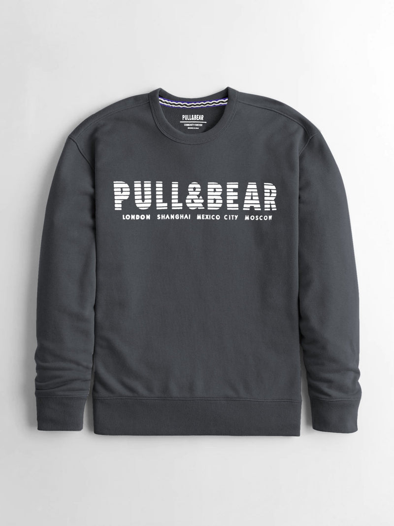 P&B Crew Neck Terry Fleece Sweatshirt For Men-Light Grey-NA13773