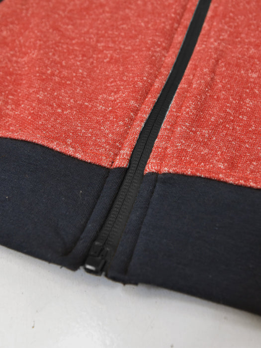P&B Terry Fleece Zipper Mock Neck Jacket For Men-Navy With Red Melange-RT124
