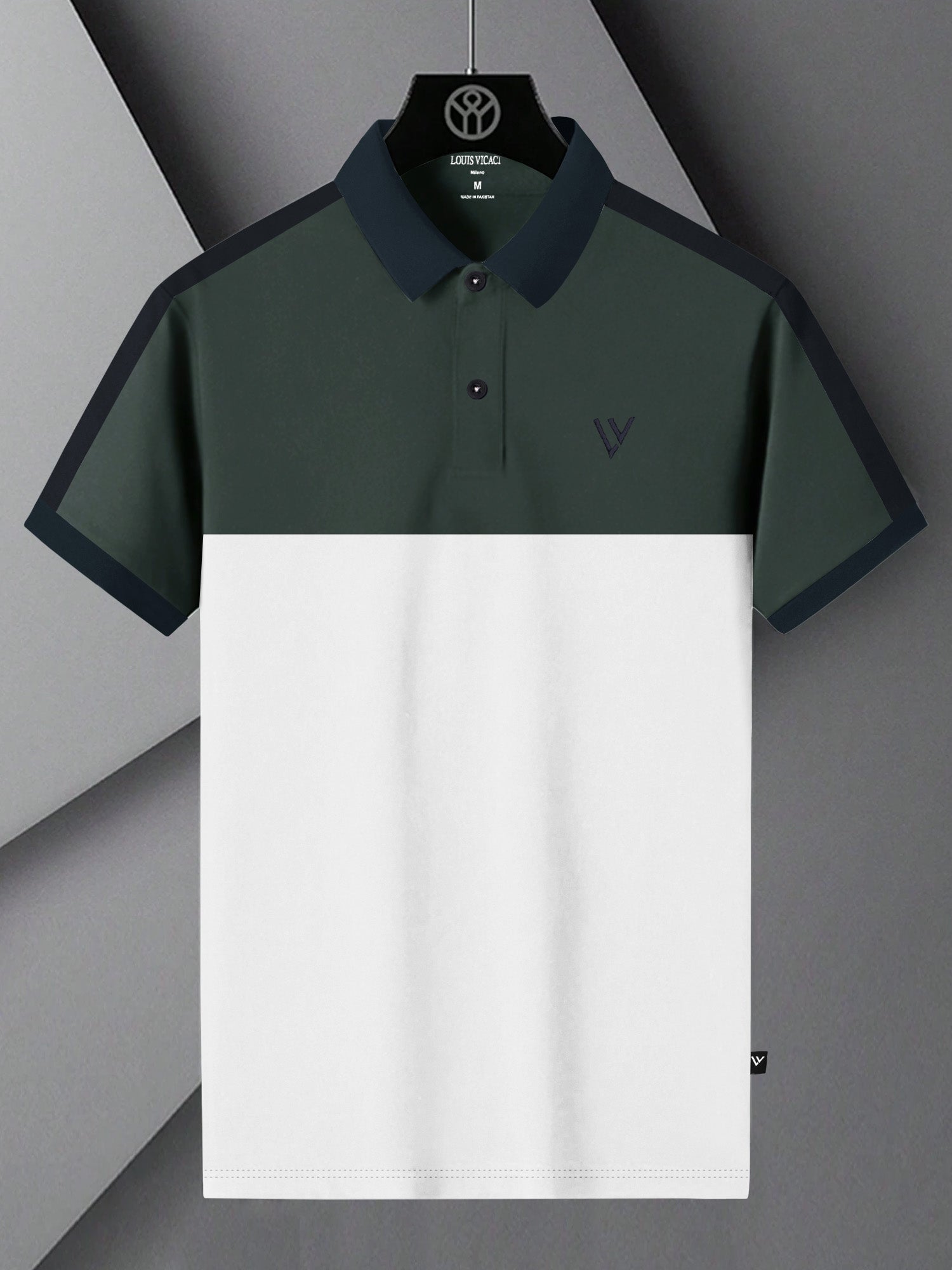 Summer Polo Shirt For Men-White with Dark Slate Grey-RT2361