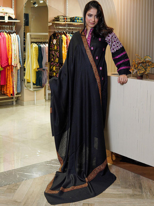 Premium Luxury Pashmina Wool Border Shawl For Ladies-RT1393