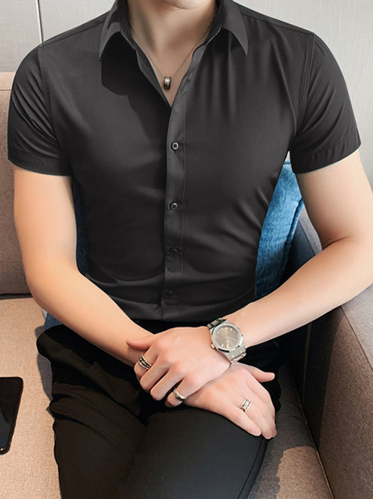 Louis Vicaci Slim Fit Summer Formal Casual Shirt For Men-Rosy Black-BR510